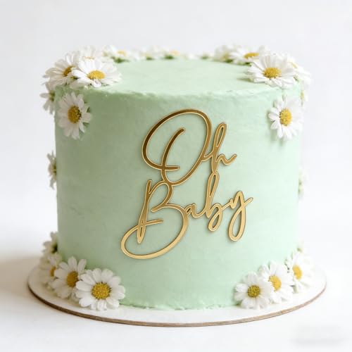 Oh Baby Acrylic Cake Topper for Baby Shower and Gender Reveal Party