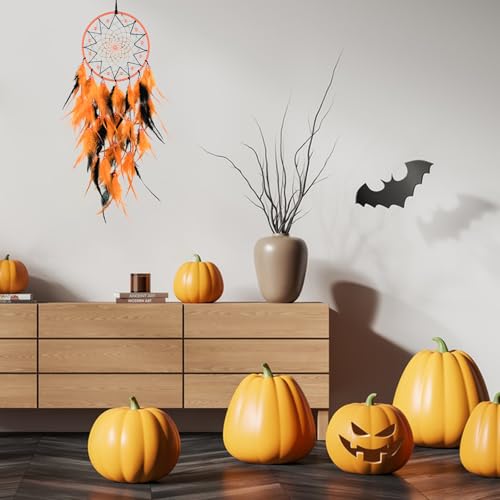 Handmade Black Dream Catcher Wall Decor with Feathers and Beads, 63.5cm
