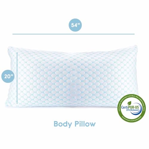 Cooling Body Pillow with Shredded Memory Foam – Adjustable Gel Pillow for Hot Sleepers