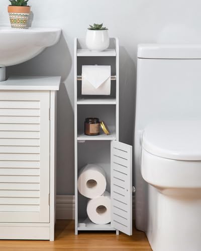 Freestanding Toilet Paper Holder Stand with Bathroom Storage Cabinet