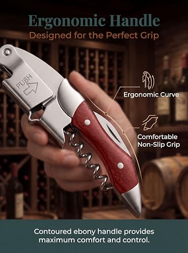 Kit-Home Rose Wood 3-Pack Waiter Corkscrew Wine Openers with Stainless Steel Handle