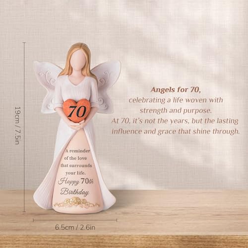 70th Birthday Angel Figurine - Hand-Painted Resin Keepsake Gift for Women