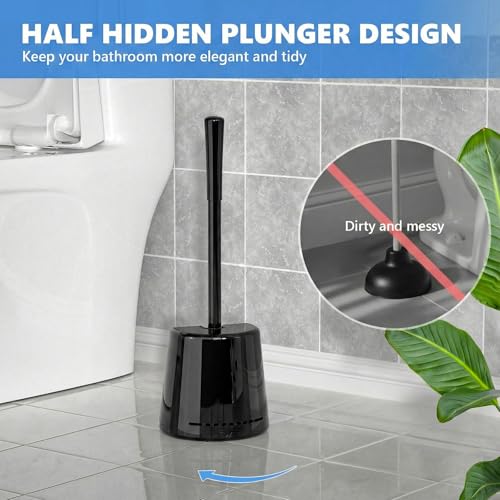 Heavy Duty Toilet Plunger with Holder for 5.3-Inch Drains - Style 1