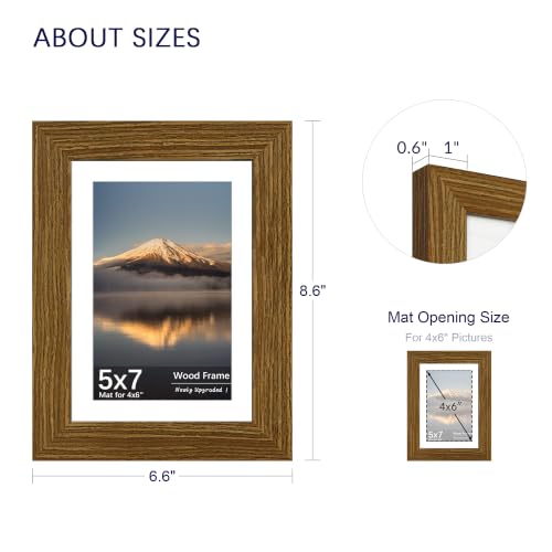 Chrspk 3-Pack Rustic Brown 5x7 Picture Frames with Glass, Wall Mount