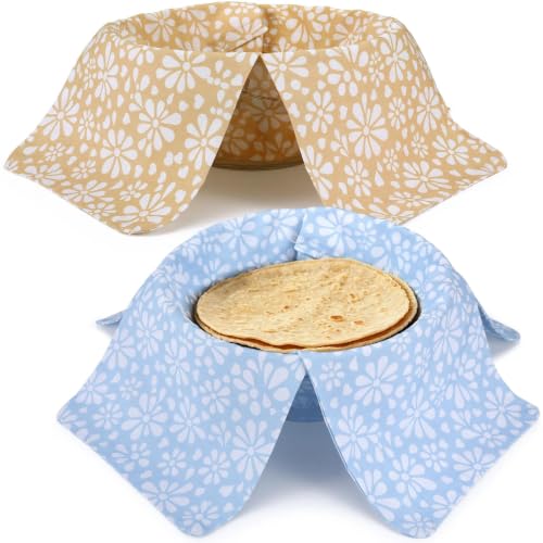 2-Piece Cotton Tortilla Warmer Wrap - Double Layer Roti & Chapati Keeper