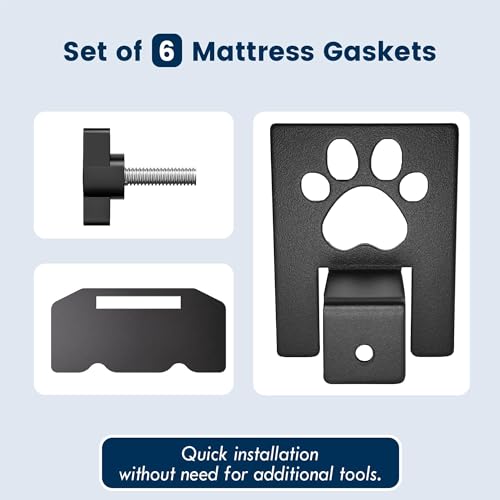 Non-Slip Mattress Retainer Bars for Bed Frame, Cute Paw Design - 6 Pack