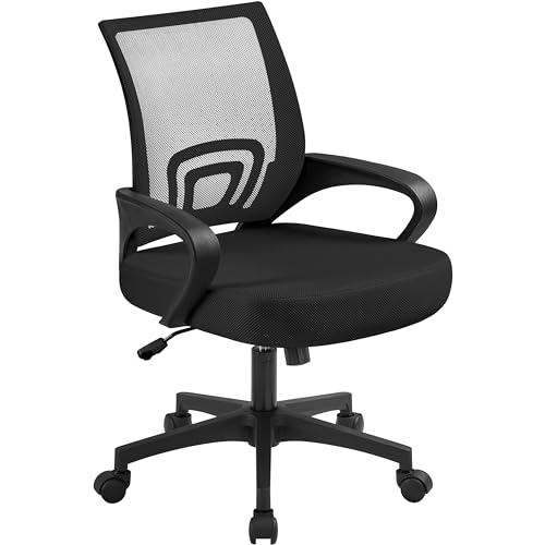 Computer Desk and Ergonomic Mesh Office Chair Set with Drawer and Storage