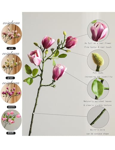 Cosybeau 9Pcs Magnolia Artificial Flower Branch Stems – Mixed Magnolia for Christmas Decor (variation: Magnolia Mixed 9)