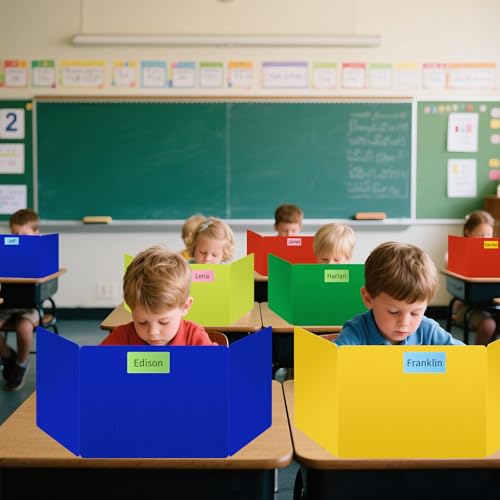 6-Pack Desk Privacy Dividers for Students - Durable Waterproof Study Board