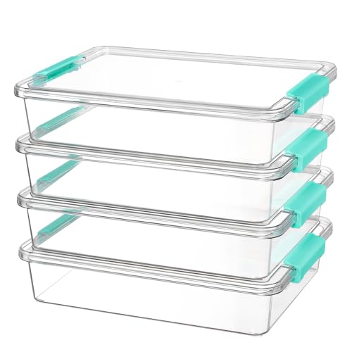 Clear Plastic Storage Bins with Lids 4-Pack Stackable Containers