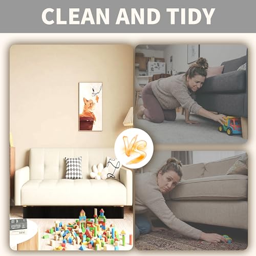 Under Couch Blocker for Pets & Toys - Adjustable Elastic Gap Guard (3" x 132")