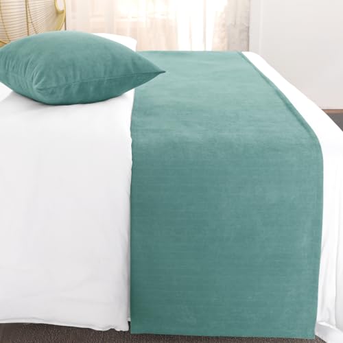 AMBERIS Modern Chenille Bed Runner, Decorative Bed Scarf for Home & Hotel