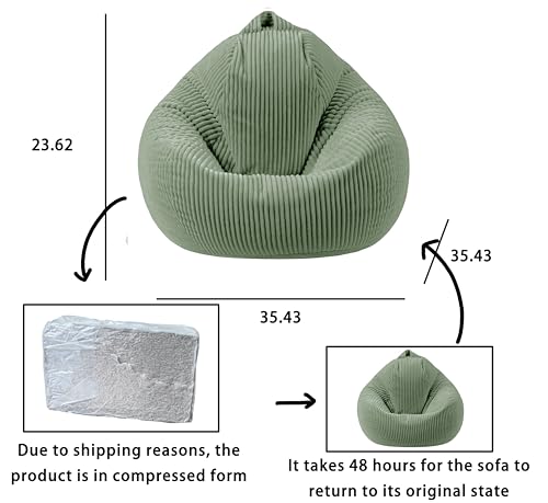 3ft Memory Foam Bean Bag Chair for Kids and Teens - Cozy Lounge Sofa