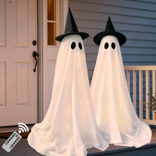 Light-Up Outdoor Halloween Ghost Decorations with Remote Control (Set of 2)