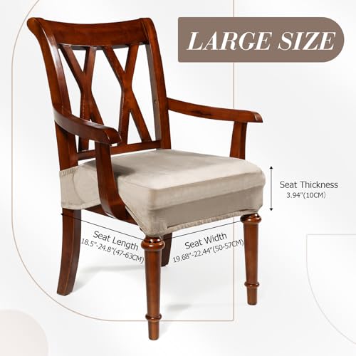 Large Dining Chair Seat Covers with Armrests - 2 Pack, Taupe