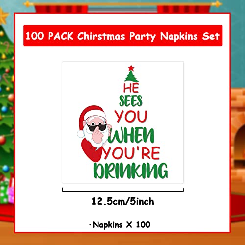 Funny Christmas Holiday Disposable Paper Napkins - 100pcs Xmas Party Table Decor