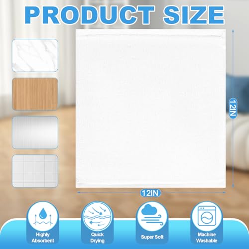 INFICRIME White 12 Pack Cotton Washcloths 12x12 Inches, Soft & Absorbent
