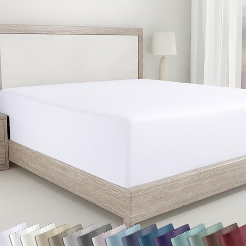 California Design Den King Fitted Sheet - 100% Cotton 400 TC Sateen