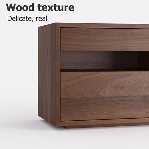 Wooden Nightstand with 2 Drawers - Minimalist Bedside Table for Bedroom & Living Room
