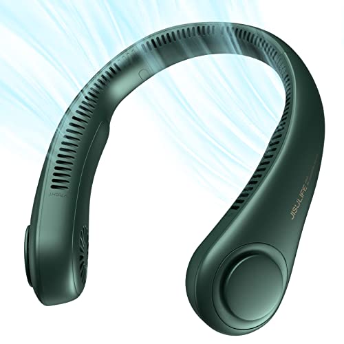 JISULIFE Portable Bladeless Neck Fan 4000mAh 5-Speed Dark Green