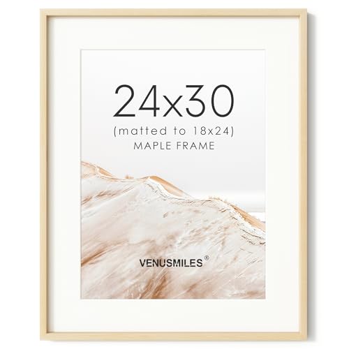 Venusmiles 24x30 Maple Frame, USA-Sourced Natural Maple Wood Picture Collage Frame
