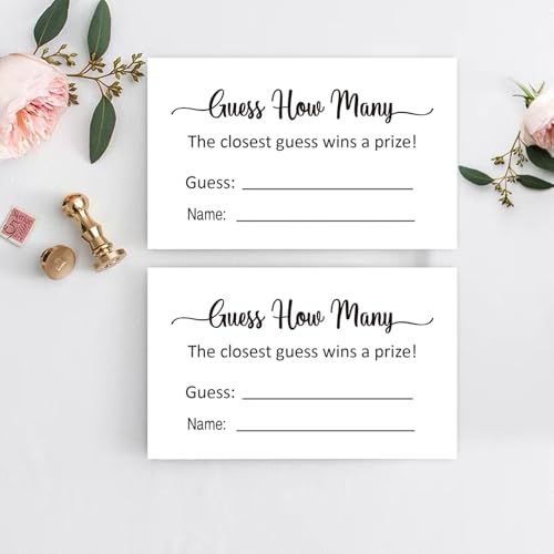KONKAVA Guess How Many Game Cards for Baby Shower (50 Pack, 3.5" x 2") - Minimalist Design