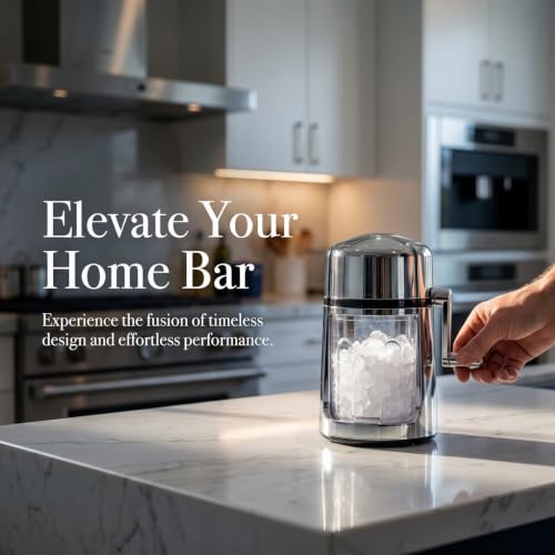 Verahaus Manual Ice Crusher with Rust-Resistant Zinc Alloy & Adjustable Coarse/Fine Crushed Ice
