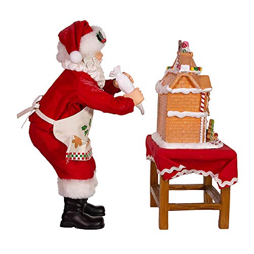 10.5-Inch LED Santa Decorating Gingerbread House Tabletop Figurine