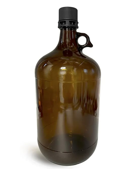 4 Liter Amber Glass Jugs with Tamper Evident Caps - 6 Pack