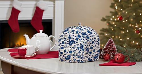 Handmade Cotton Tea Cozy - Turquoise Mandala Print Tea Pot Cover