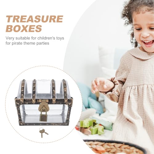 Mini Plastic Treasure Chest Box for Party Favors and Jewelry Storage
