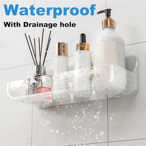 2-Pack Clear Acrylic Bathroom Shelves, Adhesive No-Drill Shower Caddy