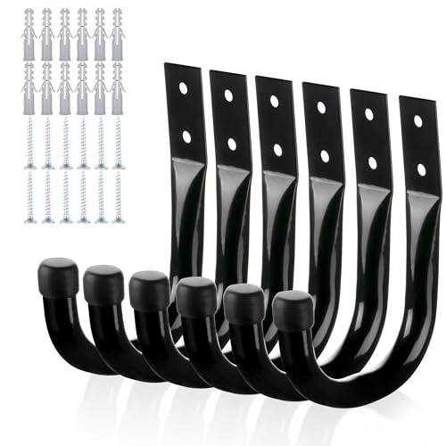 Heavy Duty Metal Wall Hooks 6-Pack for Garage Storage and Organization