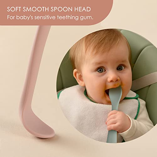 6-Piece Soft Silicone Baby Feeding Spoons for Stage 1 Infant Training