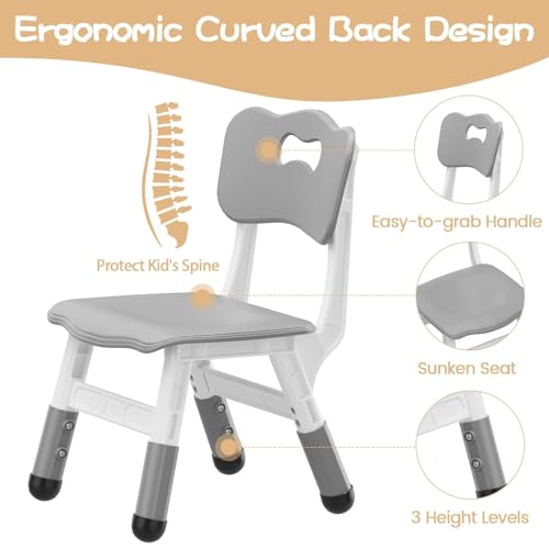 2-Pack Adjustable Kids Chairs, Ergonomic Plastic Seating for Playrooms