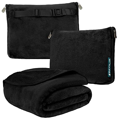 Travel Blanket Pillow 2-in-1 Combo Set - Compact Airplane Blanket, 60x43