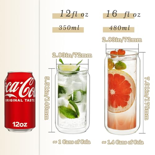 16oz Double Wall Glass Tumbler with Bamboo Lid and Straw - Insulated Cup