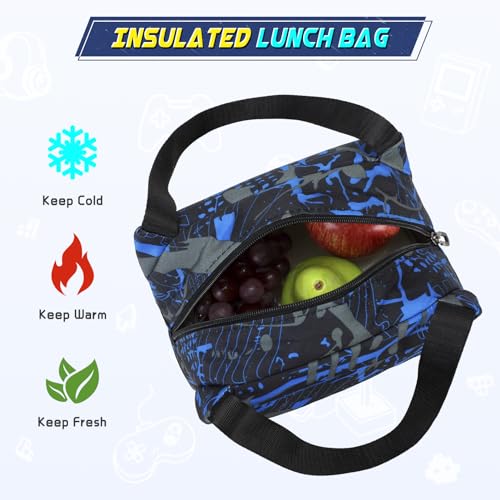 Cool Luminous Boys School Backpack Set with Lunch Bag & Pencil Case