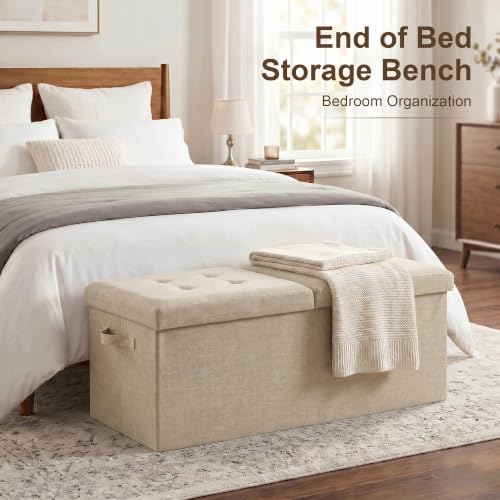 Extra Large Toy Box with Lid - Foldable Storage Ottoman Bench, 31.5 Inch