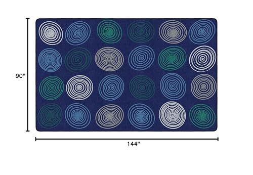 Educational Circles Seating Rug for Kids Classroom, 7'6" x 12' Cool Blue
