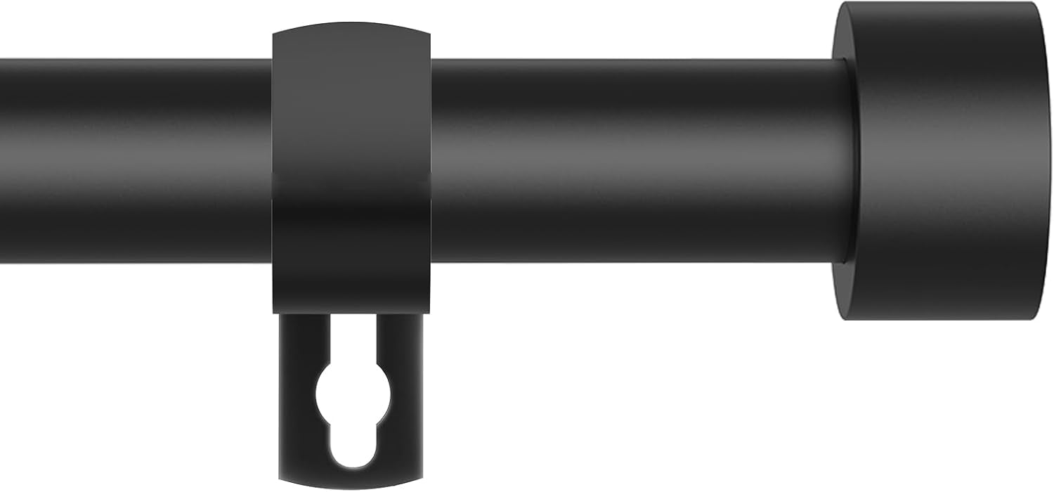 Skiennix Black Curtain Rods - Heavy Duty Metal Drapery Rods for Windows 28-48 Inch | 5/8 Inch Diameter