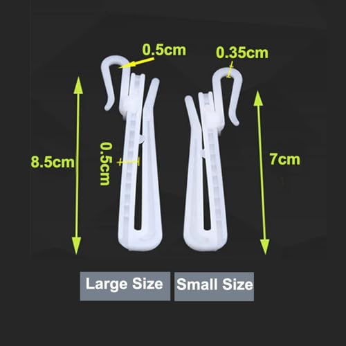 50-Pack Adjustable Pinch Pleat Curtain Hooks - Heavy Duty Plastic Drapery Pins