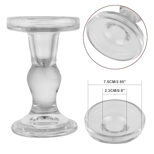 Clear Glass Taper Candle Holder Set of 3 - Elegant Table Centerpiece Decor