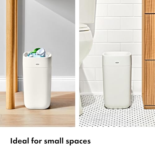 Compact 6L Bathroom Trash Can with Bag Concealer Rim - White