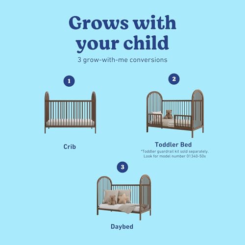 3-in-1 Convertible Solid Wood Baby Crib with 4 Heights - Hazelnut