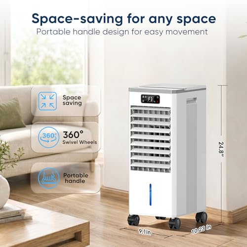 Portable Evaporative Air Cooler Fan 2-Gallon Tank 3 Speeds with Remote