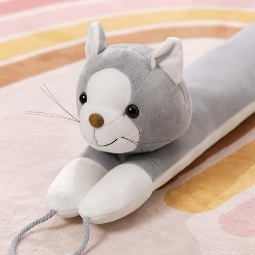 38-Inch Weighted Door Draft Stopper - Gray Cat Air & Noise Blocker