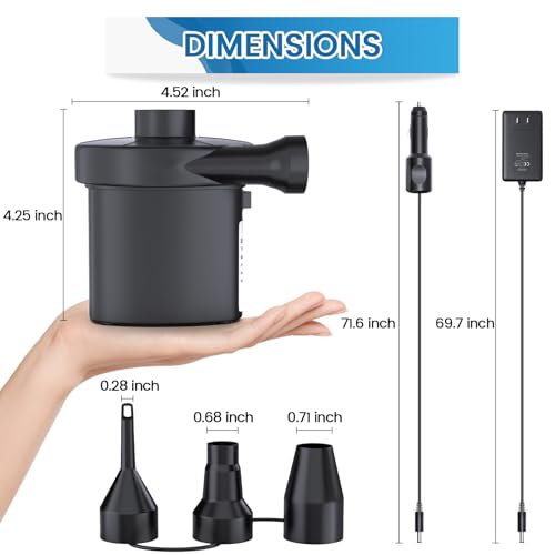 Portable Electric Air Pump for Inflatables with 3 Nozzles