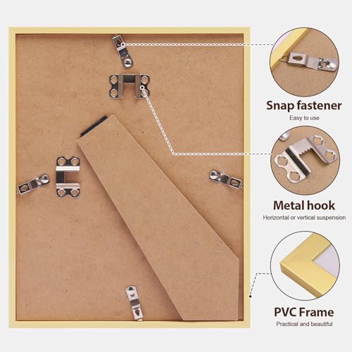 8x10 Gold Picture Frame Set of 6 - Thin Border Wall & Tabletop Display