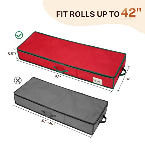 Red Gift Wrap Storage Organizer Bag 42x14x5.5 Inches with Pockets